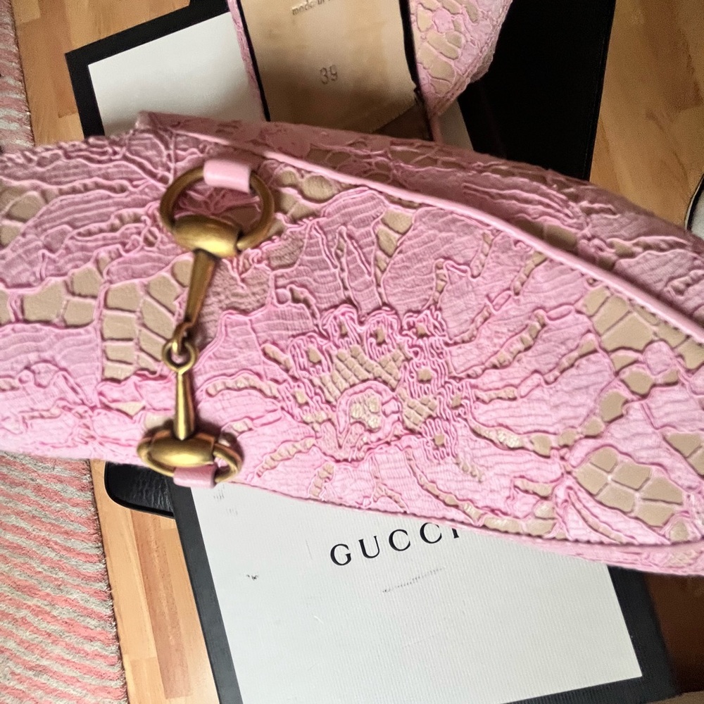 Gucci Princetown Pink Lace Mules sz 9US/39IT - Picture 4 of 5